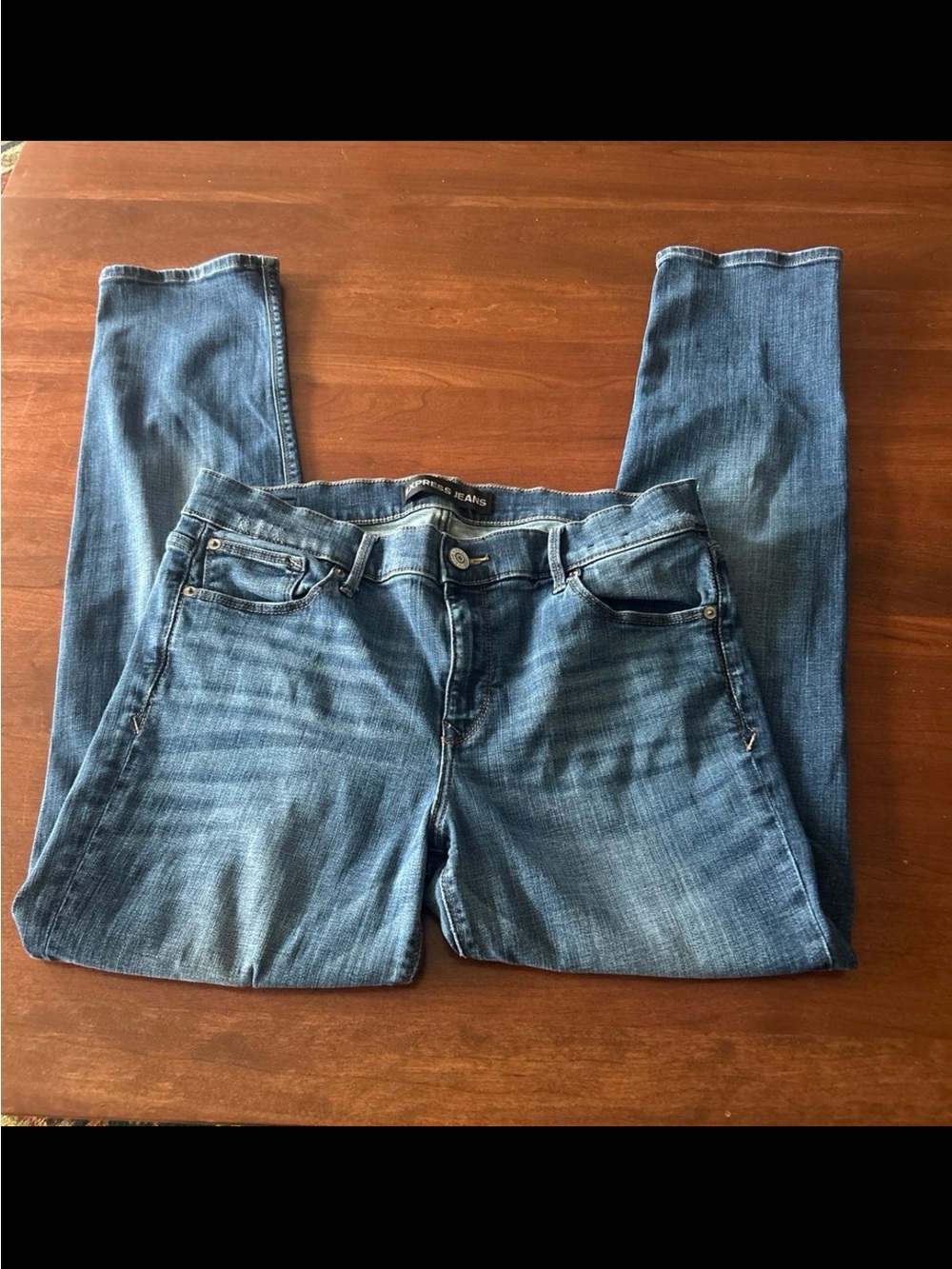 Express Performance Skinny •Mid Rise Blue Jeans Women's  Stretch Size 12